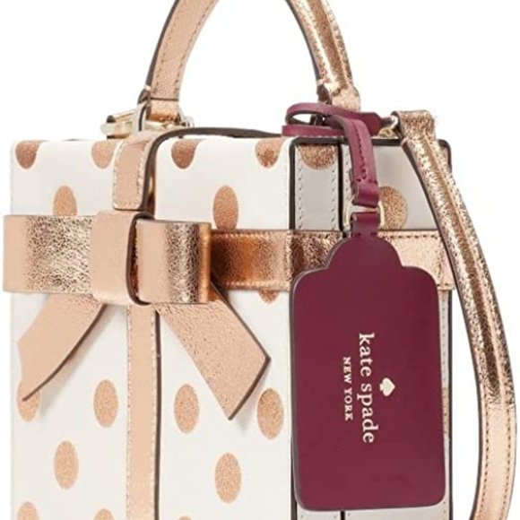 Kate Spade New York Crossbody Bag Wrapping Party Gift Box Bag Parchment Gold - Picture 3 of 13